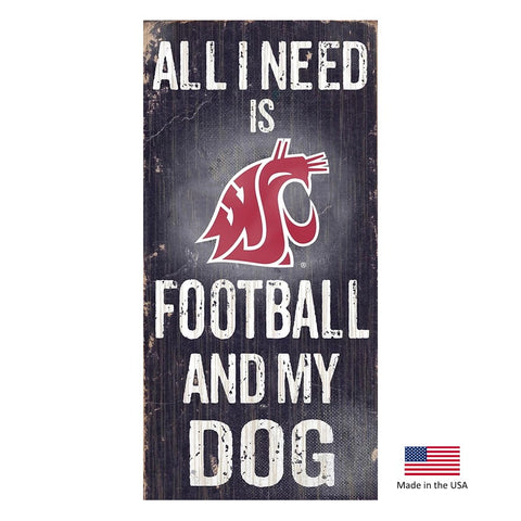 Washington State Cougars Distressed Football And My Dog Sign