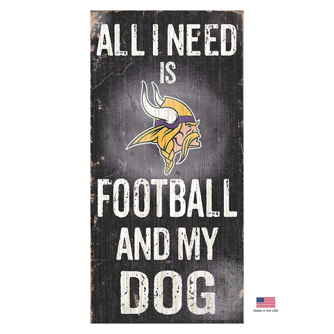 Minnesota Vikings Distressed Football And My Dog Sign