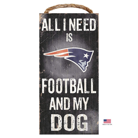 New England Patriots Distressed Football And My Dog Sign
