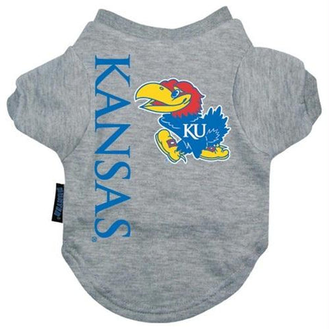 Kansas Jayhawks Heather Grey Pet T-Shirt
