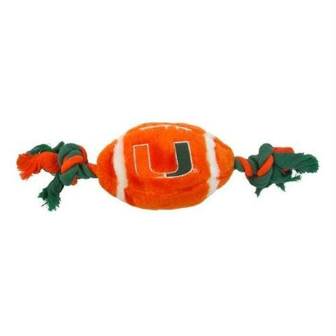 Miami Hurricanes Plush Football Dog Toy