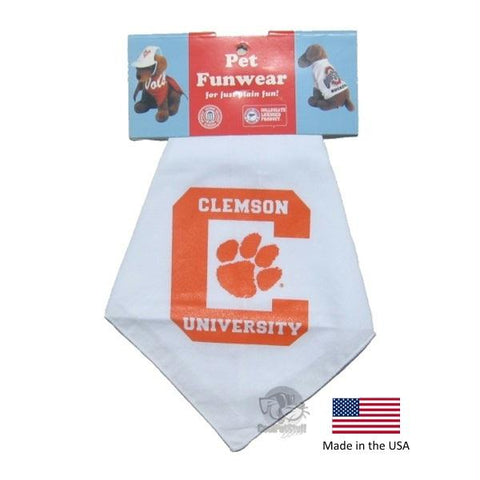 Clemson Tigers White Dog Bandana