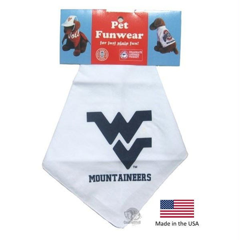 West Virginia Mountaineers White Pet Bandana