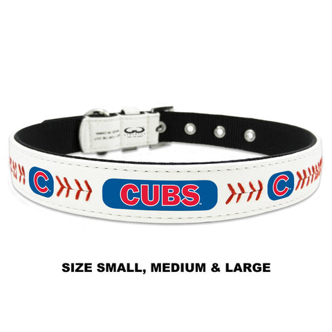 Chicago Cubs Classic Leather Baseball Collar - Small