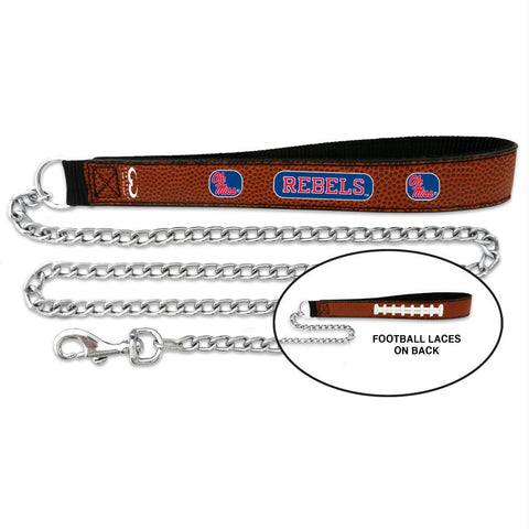 Ole Miss Rebels Football Leather and Chain Leash