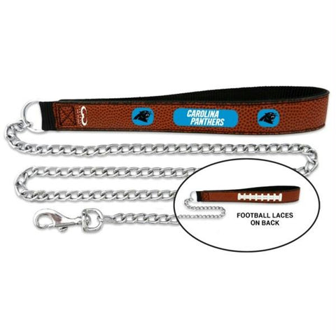 Carolina Panthers Football Leather and Chain Leash