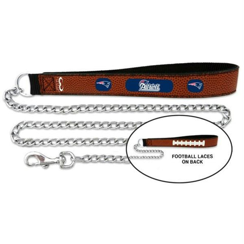 New England Patriots Football Leather and Chain Leash