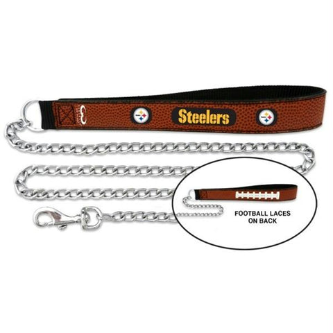 Pittsburgh Steelers Football Leather and Chain Leash