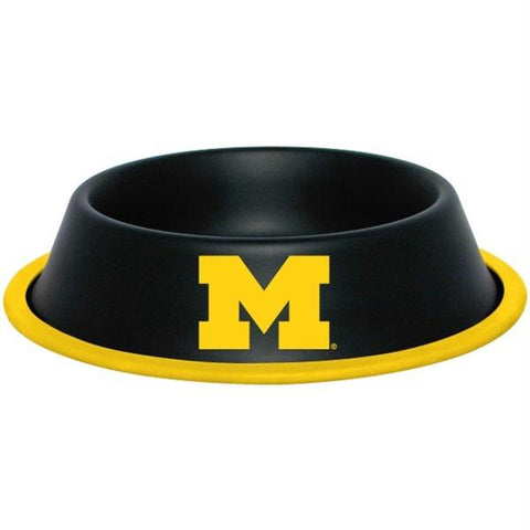 Michigan Wolverines Gloss Black Pet Bowl