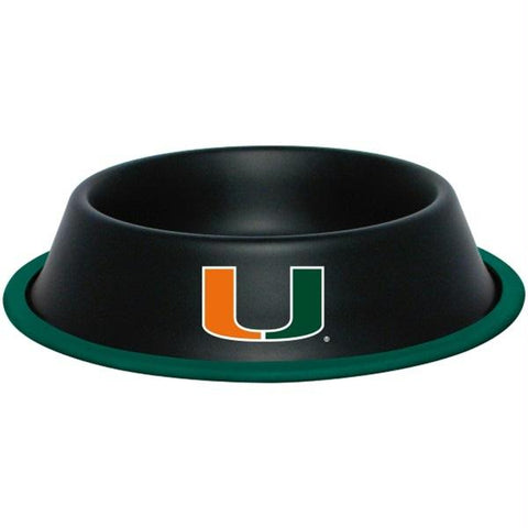 Miami Hurricanes Gloss Black Pet Bowl