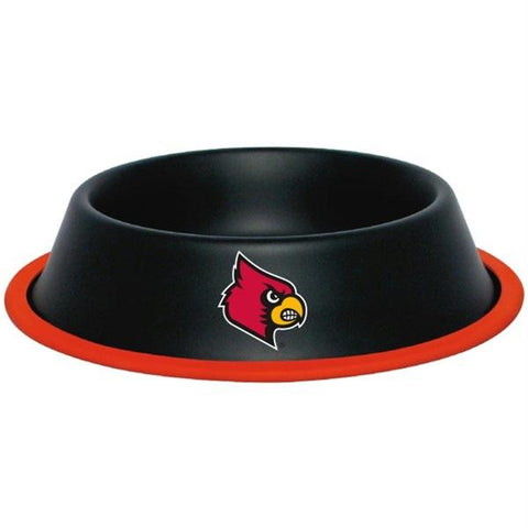 Louisville Cardinals Gloss Black Pet Bowl