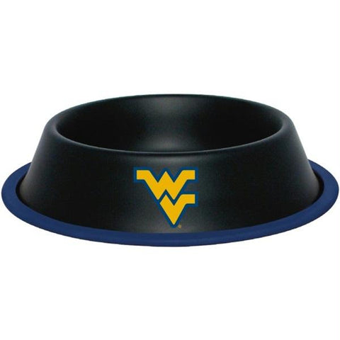 West Virginia Mountaineers Gloss Black Pet Bowl