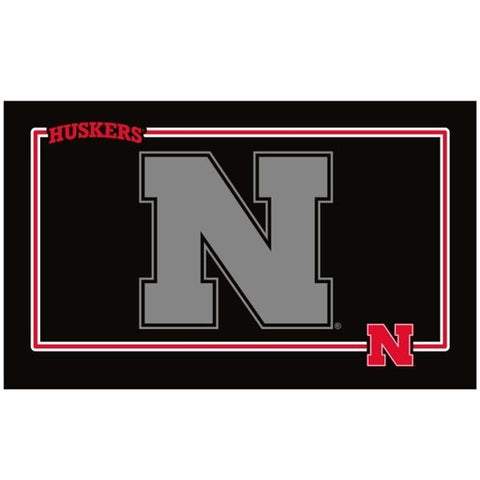 Nebraska Huskers Black Pet Bowl Mat