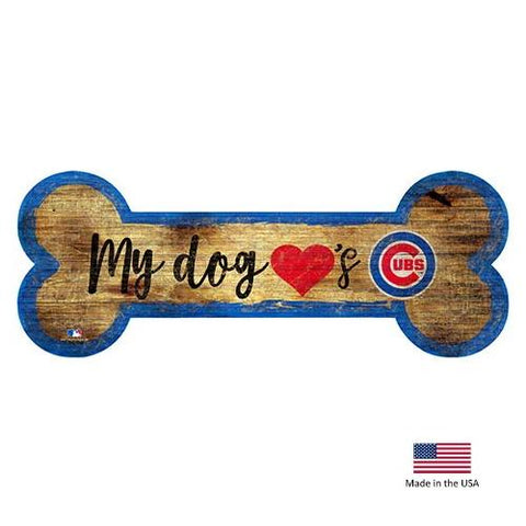 Chicago Cubs Distressed Dog Bone Wooden Sign