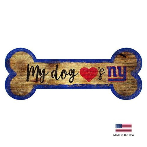 New York Giants Distressed Dog Bone Wooden Sign