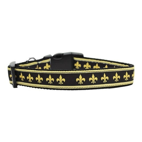 Fleur-De-Lis Nylon Ribbon Dog Collar - LG