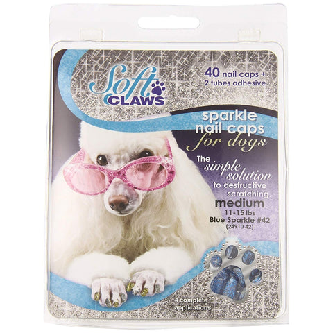 Soft Claws Nail Caps For Dogs - Blue Sparkle - Small
