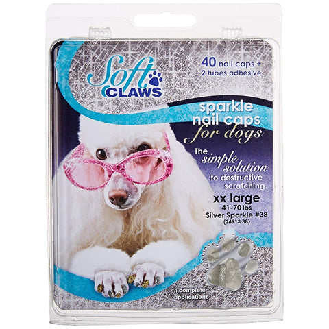 Soft Claws Nail Caps For Dogs - Silver Sparkle - XL